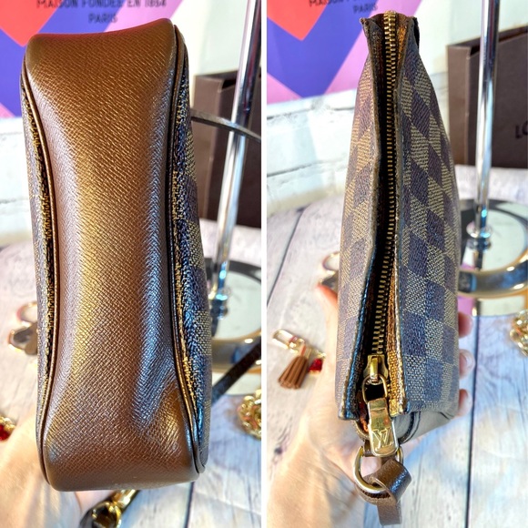 Louis Vuitton Damier Ebene cosmetic Trousse pouch Crossbody bag charm keychain - Picture 5 of 16